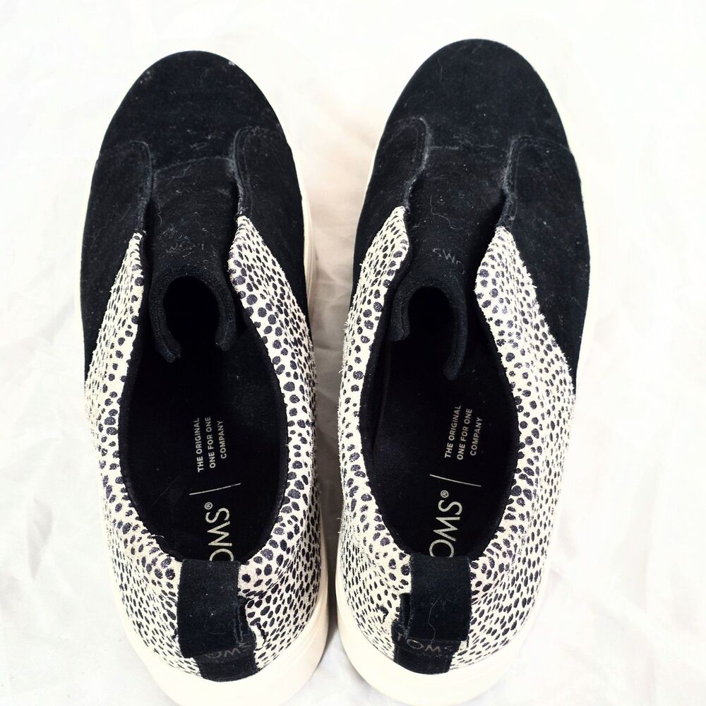 TOMS Amber Black Suede & Mini Cheetah Slip-On Platform Sneakers - Women's 7.5 - Picture 4 of 8
